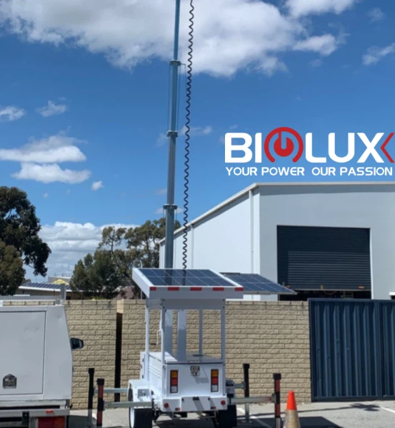 2 Panel Mobile Solar Trailer Lighting Solutions For Construction Sites Parking Lots