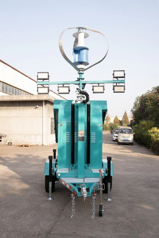 Portable Solar Lighting Tower With Wind Turbine