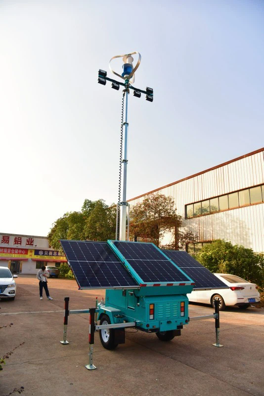 Portable Solar Lighting Tower With Wind Turbine