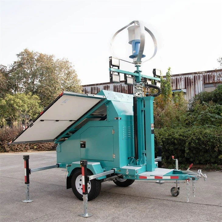 Portable Solar Lighting Tower With Wind Turbine